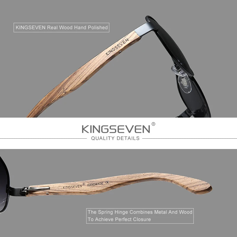 KINGSEVEN High Quality Wood Alloy Frame Men Sunglasses Women UV400 Sun Glasses HD Polarized Lens Eyewear Camping Fishing gafas
